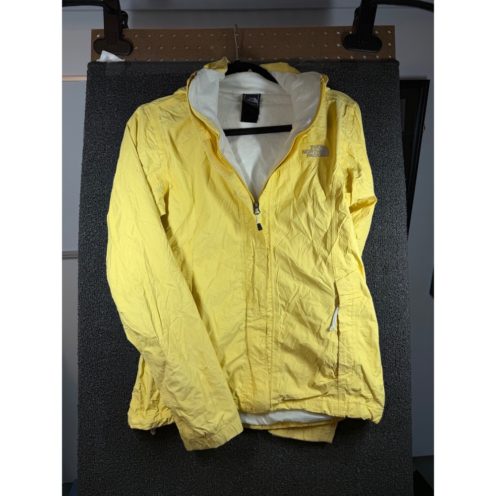 The North Face HyVent Rain Jacket Womens Small Yellow Ripstop Hooded Shell